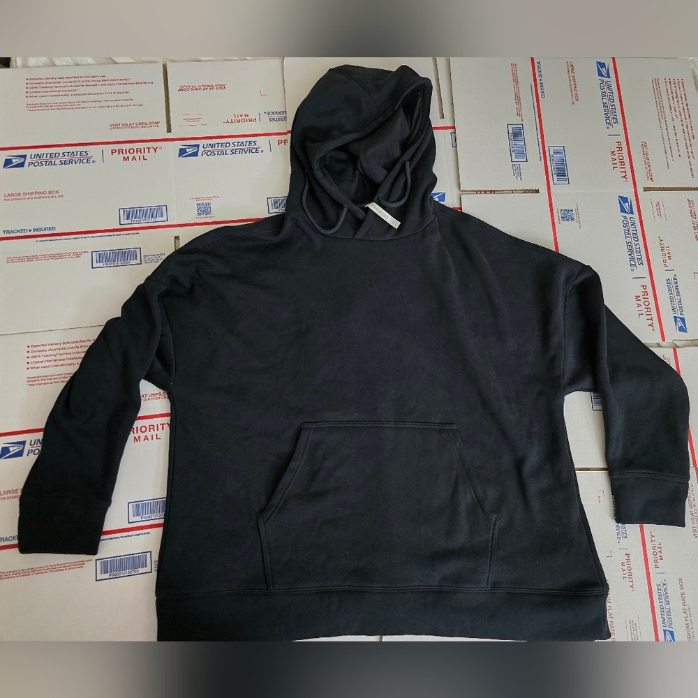 Fabletics Eco-Conscious Open-Back Hoodie, Black, Size XXL (FB2)